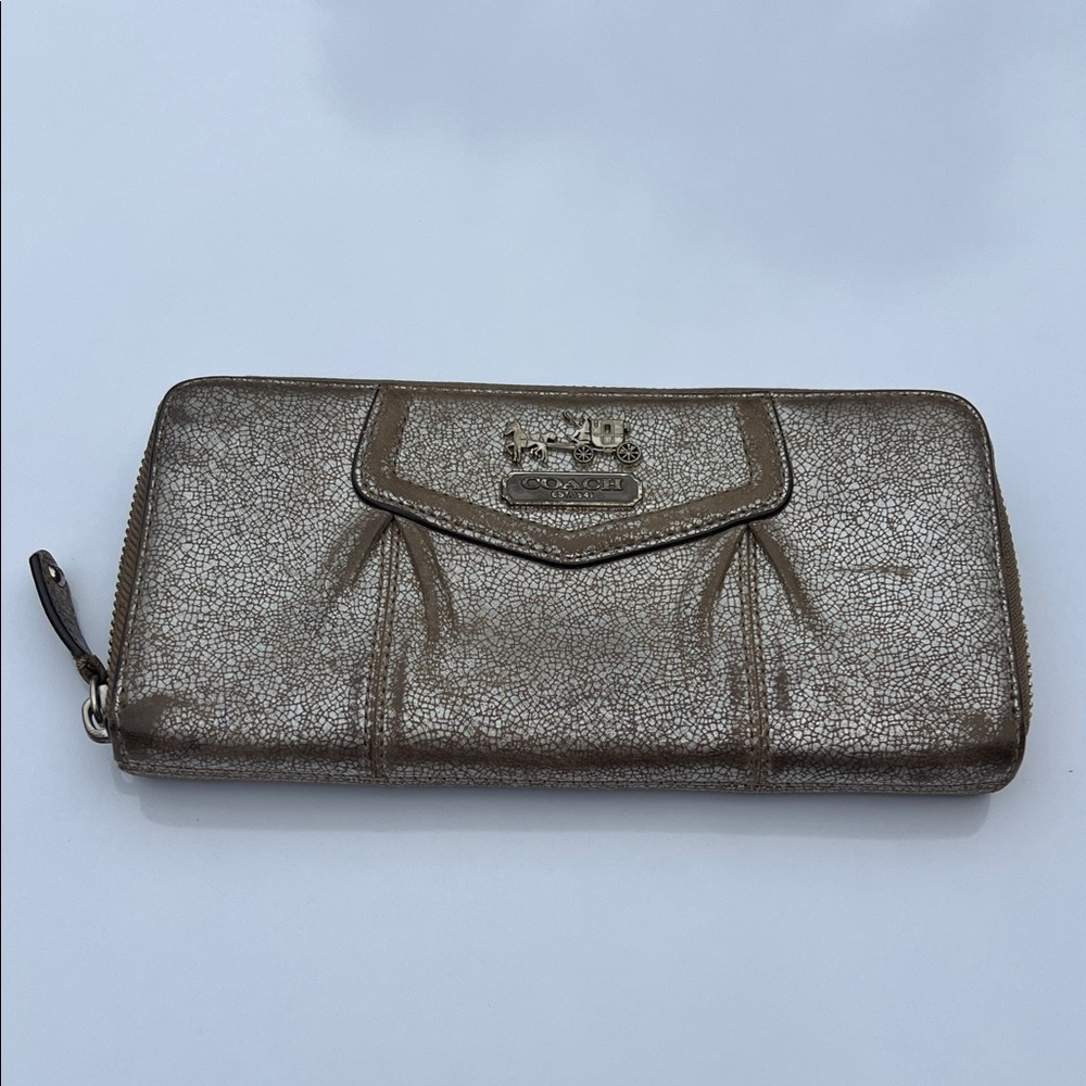 Coach Madison Metallic Accordion Zip Around Wallet